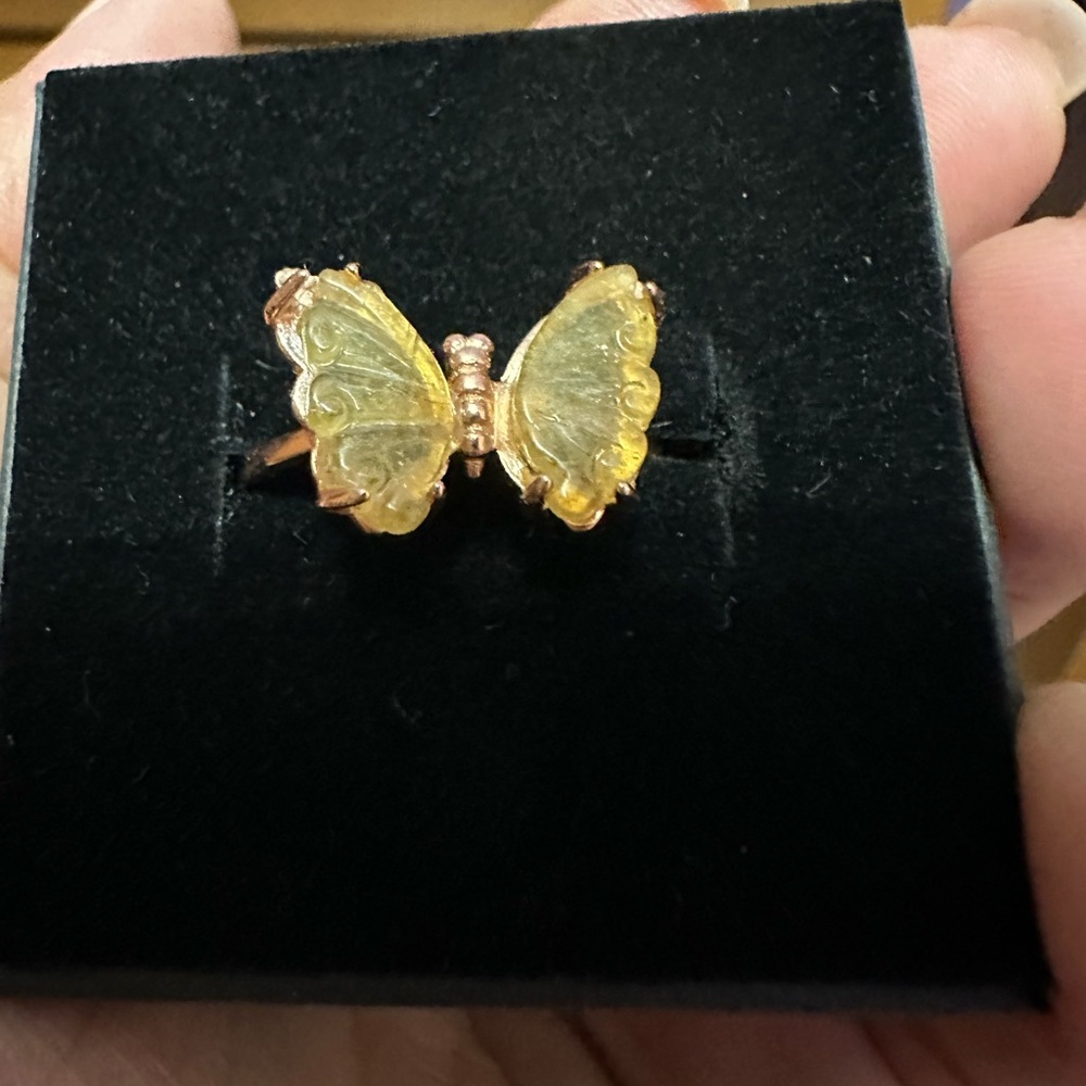 Yellow tourmaline butterfly ring